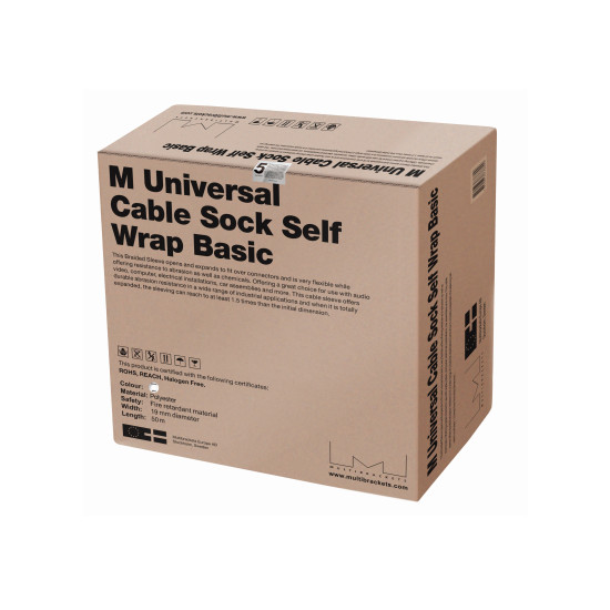 M Universal Cable Sock Self Wrap Basic 19mm White 50m