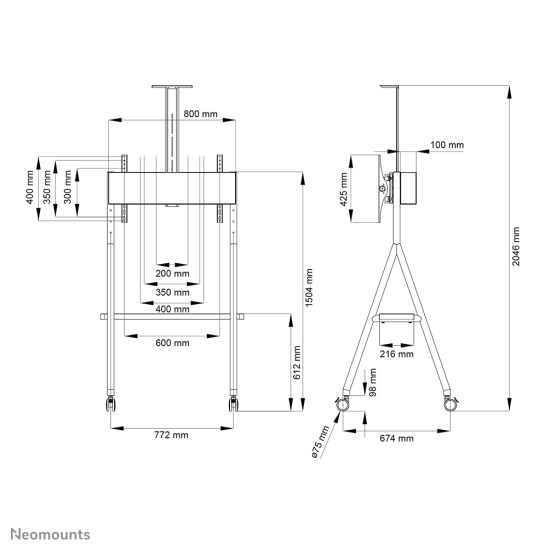 Neomounts NS-M1500BLACK TV trolley 32-65"