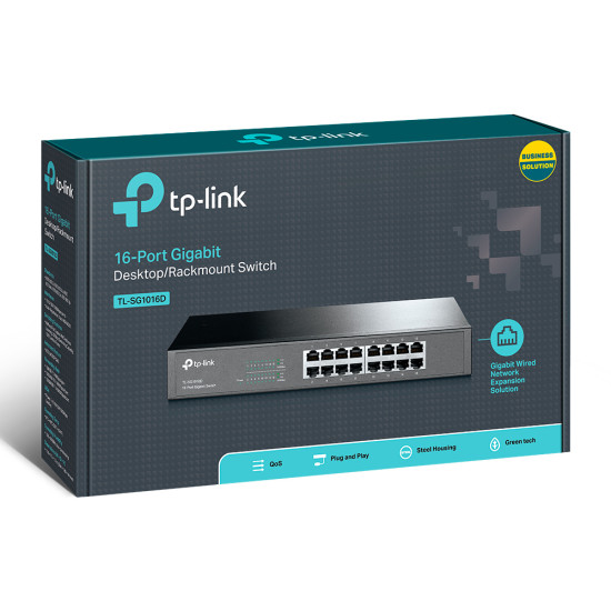 TP-Link TL-SG1016D network switch Unmanaged L2 Gigabit Ethernet (10/100/1000) Black TP-Link TL-SG1016D network switch Unmanaged L2 Gigabit Ethernet (10/100/1000) Black
