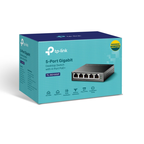 TP-Link TL-SG1005P network switch Unmanaged Gigabit Ethernet (10/100/1000) Power over Ethernet (PoE) Black TP-Link TL-SG1005P network switch Unmanaged Gigabit Ethernet (10/100/1000) Power over Ethernet (PoE) Black