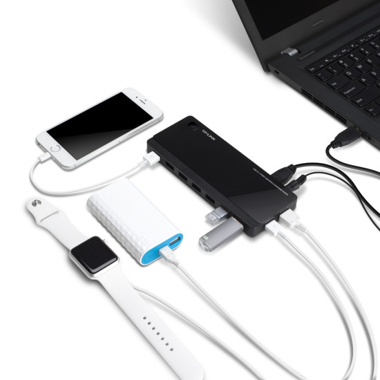 TP-Link UH720 interface hub USB 3.2 Gen 1 (3.1 Gen 1) Micro-B 5000 Mbit/s Black TP-Link UH720 interface hub USB 3.2 Gen 1 (3.1 Gen 1) Micro-B 5000 Mbit/s Black