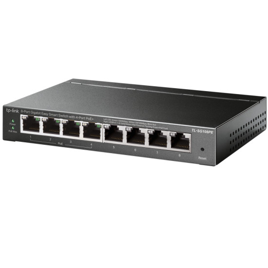 TP-Link TL-SG108PE network switch Managed L2 Gigabit Ethernet (10/100/1000) Power over Ethernet (PoE) Black TP-Link TL-SG108PE network switch Managed L2 Gigabit Ethernet (10/100/1000) Power over Ethernet (PoE) Black