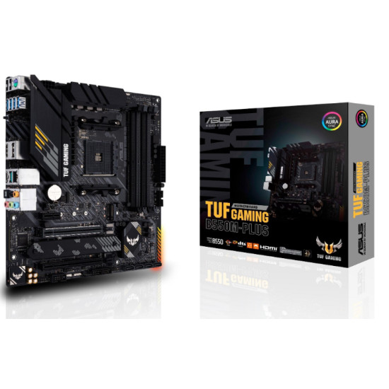 Mainboard|ASUS|AMD B550|SAM4|MicroATX|1xPCI-Express 3.0 1x|1xPCI-Express 3.0 16x|2xM.2|1xPCI-Express 4.0 16x|Memory DDR4|Memory slots 4|1xHDMI|1xDisplayPort|2xUSB 2.0|1xUSB type C|5xUSB 3.2|1xPS/2|1xOptical S/PDIF|1xRJ45|5xAudio port|TUFGAMINGB550M-PLUS Mainboard|ASUS|AMD B550|SAM4|MicroATX|1xPCI-Express 3.0 1x|1xPCI-Express 3.0 16x|2xM.2|1xPCI-Express 4.0 16x|Memory DDR4|Memory slots 4|1xHDMI|1xDisplayPort|2xUSB 2.0|1xUSB type C|5xUSB 3.2|1xPS/2|1xOptical S/PDIF|1xRJ45|5xAudio port|TUFGAMINGB550M-PLUS