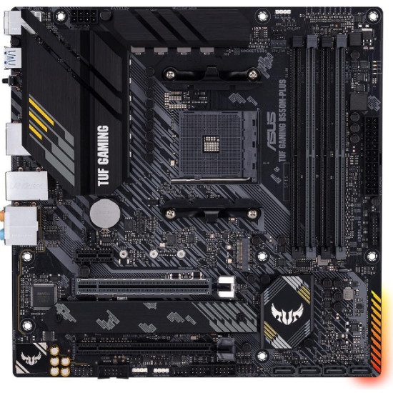 Mainboard|ASUS|AMD B550|SAM4|MicroATX|1xPCI-Express 3.0 1x|1xPCI-Express 3.0 16x|2xM.2|1xPCI-Express 4.0 16x|Memory DDR4|Memory slots 4|1xHDMI|1xDisplayPort|2xUSB 2.0|1xUSB type C|5xUSB 3.2|1xPS/2|1xOptical S/PDIF|1xRJ45|5xAudio port|TUFGAMINGB550M-PLUS Mainboard|ASUS|AMD B550|SAM4|MicroATX|1xPCI-Express 3.0 1x|1xPCI-Express 3.0 16x|2xM.2|1xPCI-Express 4.0 16x|Memory DDR4|Memory slots 4|1xHDMI|1xDisplayPort|2xUSB 2.0|1xUSB type C|5xUSB 3.2|1xPS/2|1xOptical S/PDIF|1xRJ45|5xAudio port|TUFGAMINGB550M-PLUS