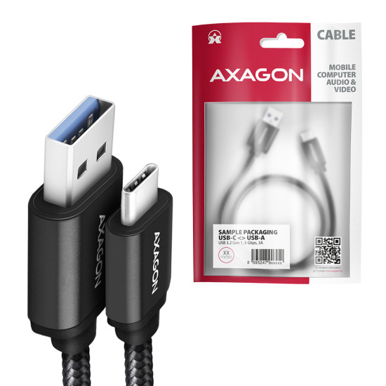 Axagon BUCM3-AM15AB USB cable USB 3.2 Gen 1 (3.1 Gen 1) 1.5 m USB C USB A Black Axagon BUCM3-AM15AB USB cable USB 3.2 Gen 1 (3.1 Gen 1) 1.5 m USB C USB A Black