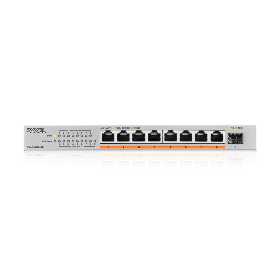 Zyxel XMG-108HP Unmanaged 2.5G Ethernet (100/1000/2500) Power over Ethernet (PoE) Zyxel XMG-108HP Unmanaged 2.5G Ethernet (100/1000/2500) Power over Ethernet (PoE)