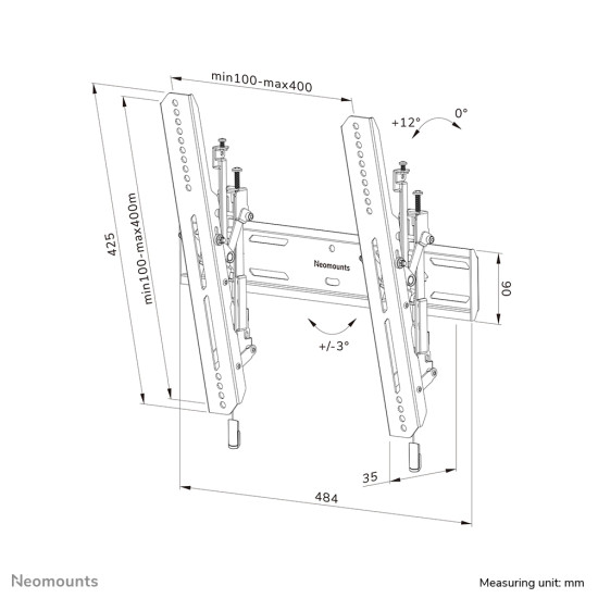 Neomounts WL35S-850BL14 TV mount wall 32-75" - tiltable - lockable - fast installation