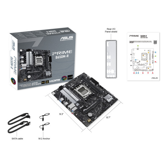 Mainboard|ASUS|AMD B650|SAM5|Micro-ATX|Memory DDR5|Memory slots 2|1xPCI-Express 4.0 1x|2xPCI-Express 4.0 16x|2xM.2|1xHDMI|4xUSB 2.0|2xUSB 3.2|1xRJ45|3xAudio port|PRIMEB650M-R Mainboard|ASUS|AMD B650|SAM5|Micro-ATX|Memory DDR5|Memory slots 2|1xPCI-Express 4.0 1x|2xPCI-Express 4.0 16x|2xM.2|1xHDMI|4xUSB 2.0|2xUSB 3.2|1xRJ45|3xAudio port|PRIMEB650M-R