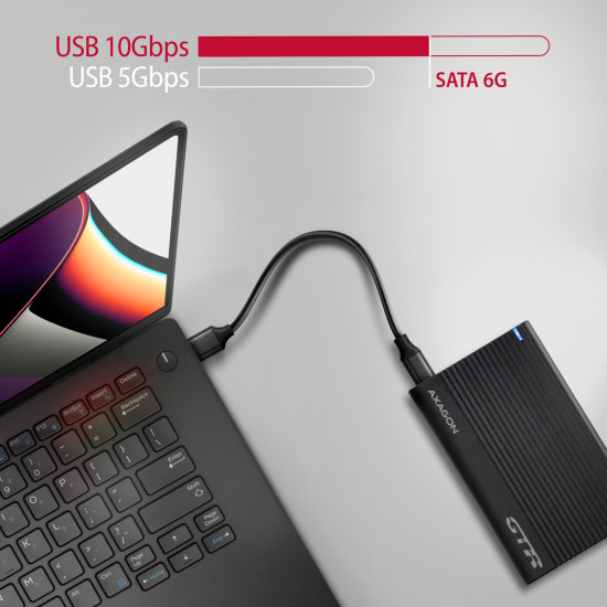 Axagon EE25-GTR USB-C 3.2 Gen 2 - SATA 6G 2.5\" externes Festplattengehäuse geriffelt HDD/SSD enclosure Black 2.5" Axagon EE25-GTR USB-C 3.2 Gen 2 - SATA 6G 2.5\" externes Festplattengehäuse geriffelt HDD/SSD enclosure Black 2.5"