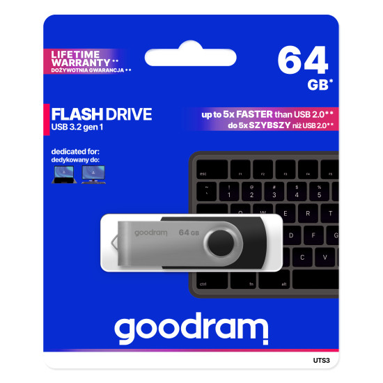 Goodram UTS3 USB flash drive 64 GB USB Type-A 3.2 Gen 1 (3.1 Gen 1) Black Goodram UTS3 USB flash drive 64 GB USB Type-A 3.2 Gen 1 (3.1 Gen 1) Black