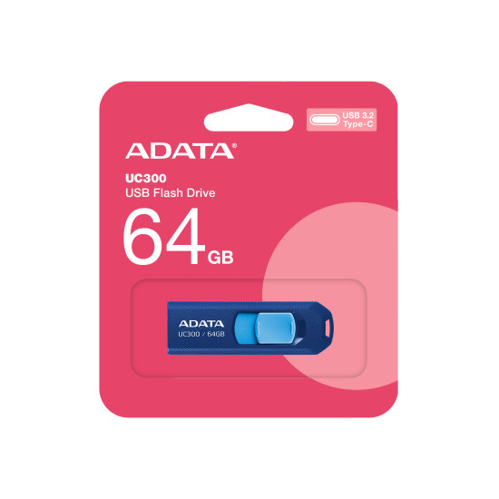 ADATA UC300 USB flash drive 64 GB USB Type-C 3.2 Gen 1 (3.1 Gen 1) Blue ADATA UC300 USB flash drive 64 GB USB Type-C 3.2 Gen 1 (3.1 Gen 1) Blue