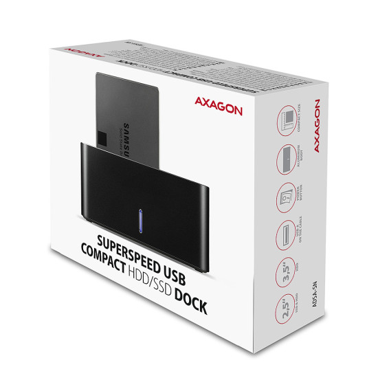 Axagon ADSA-SN storage drive docking station USB 3.2 Gen 1 (3.1 Gen 1) Type-A Black Axagon ADSA-SN storage drive docking station USB 3.2 Gen 1 (3.1 Gen 1) Type-A Black