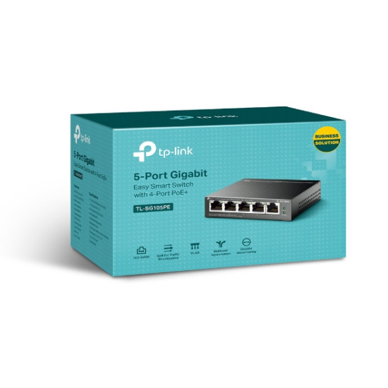TP-Link 5-Port Gigabit Easy Smart PoE Switch with 4-Port PoE+ TP-Link 5-Port Gigabit Easy Smart PoE Switch with 4-Port PoE+