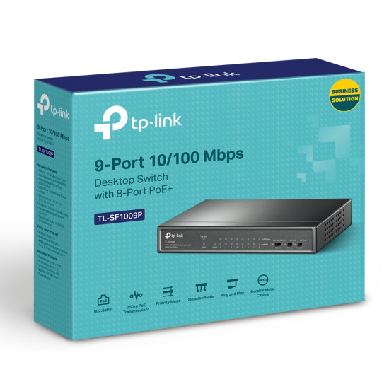 9-Port 10/100Mbps Desktop Switch with 8-Port PoE+ 9-Port 10/100Mbps Desktop Switch with 8-Port PoE+