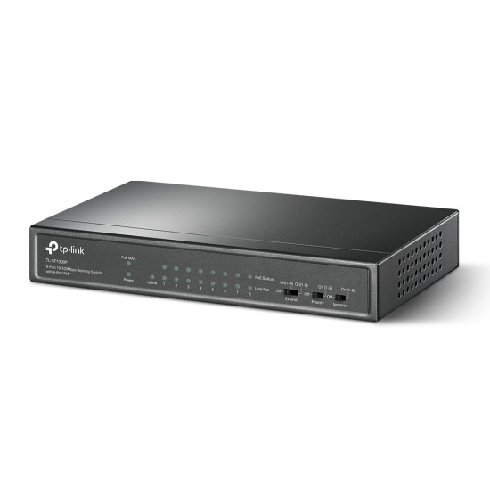 9-Port 10/100Mbps Desktop Switch with 8-Port PoE+ 9-Port 10/100Mbps Desktop Switch with 8-Port PoE+