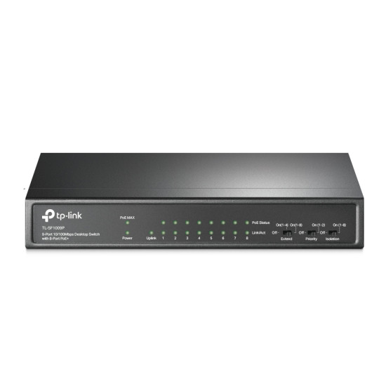 9-Port 10/100Mbps Desktop Switch with 8-Port PoE+ 9-Port 10/100Mbps Desktop Switch with 8-Port PoE+
