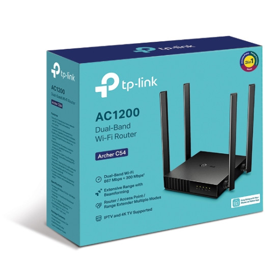 TP-Link Archer C54 wireless router Fast Ethernet Dual-band (2.4 GHz / 5 GHz) Black TP-Link Archer C54 wireless router Fast Ethernet Dual-band (2.4 GHz / 5 GHz) Black