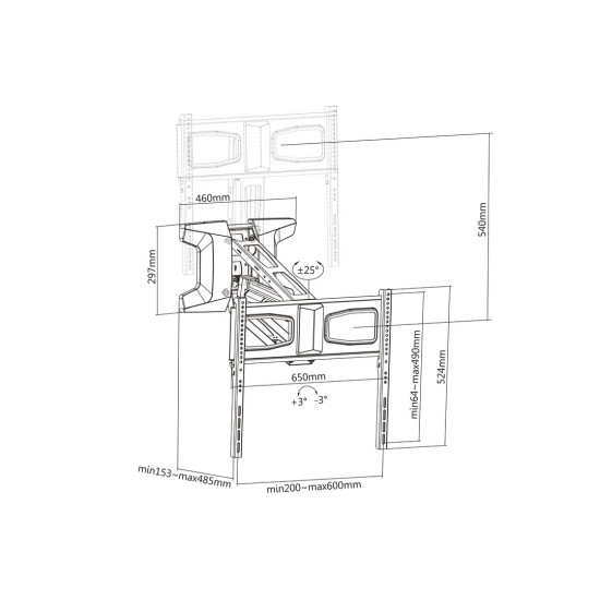 M Motorized Pull Down Full Motion Flexarm 37"-70" M Motorized Pull Down Full Motion Flexarm 37"-70"