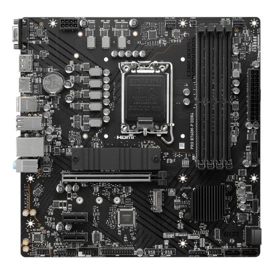 Mainboard|MSI|Intel B760 Express|LGA1700|Micro-ATX|Memory DDR4|Memory slots 4|2xPCI-Express 1x|1xPCI-Express 16x|2xM.2|1x15pin D-sub|1xHDMI|1xDisplayPort|4xUSB 2.0|1xUSB 3.2|1xUSB-C|2xPS/2|1xRJ45|3xAudio port|PROB760M-PDDR4 Mainboard|MSI|Intel B760 Express|LGA1700|Micro-ATX|Memory DDR4|Memory slots 4|2xPCI-Express 1x|1xPCI-Express 16x|2xM.2|1x15pin D-sub|1xHDMI|1xDisplayPort|4xUSB 2.0|1xUSB 3.2|1xUSB-C|2xPS/2|1xRJ45|3xAudio port|PROB760M-PDDR4