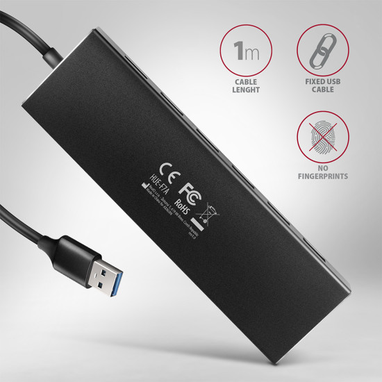 I/O HUB USB3.2 7PORT FLAT/1M HUE-F7A AXAGON I/O HUB USB3.2 7PORT FLAT/1M HUE-F7A AXAGON