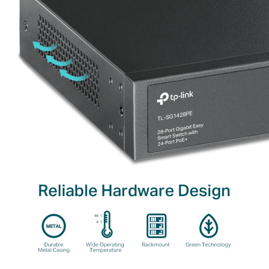 28-Port Gigabit Easy Smart Switch with 24-Port PoE+ 28-Port Gigabit Easy Smart Switch with 24-Port PoE+