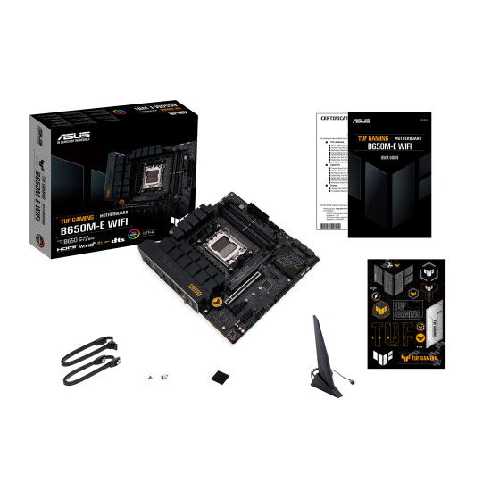 Mainboard|ASUS|AMD B650|SAM5|Micro-ATX|Memory DDR5|Memory slots 4|2xPCI-Express 4.0 1x|1xPCI-Express 4.0 16x|2xM.2|1xHDMI|2xDisplayPort|4xUSB 2.0|2xUSB 3.2|2xUSB-C|1xRJ45|3xAudio port|TUFGAMINGB650M-EWIFI Mainboard|ASUS|AMD B650|SAM5|Micro-ATX|Memory DDR5|Memory slots 4|2xPCI-Express 4.0 1x|1xPCI-Express 4.0 16x|2xM.2|1xHDMI|2xDisplayPort|4xUSB 2.0|2xUSB 3.2|2xUSB-C|1xRJ45|3xAudio port|TUFGAMINGB650M-EWIFI