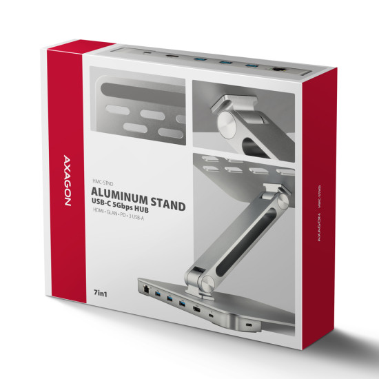 HMC-STND USB-C 5Gbps ALUMINUM STAND & HUB 7in1