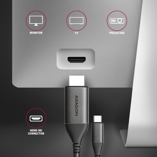 Axagon RVC-HI2MC video cable adapter 1.8 m USB Type-C HDMI Black Axagon RVC-HI2MC video cable adapter 1.8 m USB Type-C HDMI Black