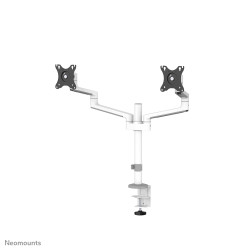 NEOMOUNTS SCREEN DESK MOUNT FOR TWO MONITORS, WHITE (CLAMP+GROMMET)