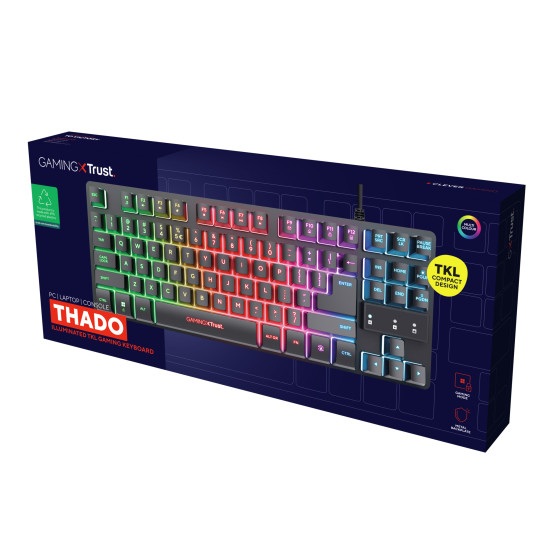 Trust GXT 833 Thado keyboard Gaming USB Dutch Black, Silver Trust GXT 833 Thado keyboard Gaming USB Dutch Black, Silver