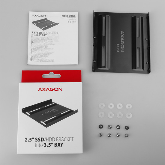 Axagon RHD-125B Halterahmen für 1x 2.5\" im 3.5\" Slot - schwarz Black Metal Axagon RHD-125B Halterahmen für 1x 2.5\" im 3.5\" Slot - schwarz Black Metal