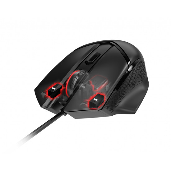 CLUTCH GM20 ELITE Optical Gaming Mouse '6400 DPI Optical Sensor, 6 Programmable button, Dual-Zone RGB, Ergonomic design, OMRON Switch with 20+ Million Clicks, Weight Adjustable, Red LED'