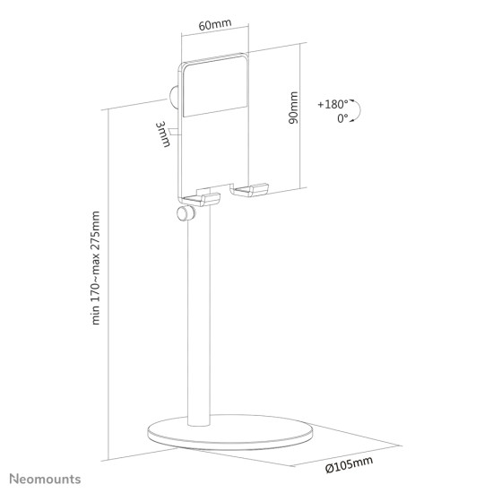 Neomounts DS10-200SL1 Phone stand up to 7" - height adjustable - universal