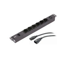 Easy Rack PDU, Basic, 1U, 1 Phase, 2.3kW, 230V, 10A, 6 SCHUKO and 1 C13 outlets, IEC60320 C14 inlet Easy Rack PDU, Basic, 1U, 1 Phase, 2.3kW, 230V, 10A, 6 SCHUKO and 1 C13 outlets, IEC60320 C14 inlet