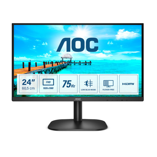 AOC B2 24B2XHM2 computer monitor 60.5 cm (23.8") 1920 x 1080 pixels Full HD LCD Black AOC B2 24B2XHM2 computer monitor 60.5 cm (23.8") 1920 x 1080 pixels Full HD LCD Black