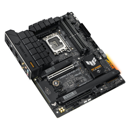 Mainboard|ASUS|Intel B760 Express|LGA1700|ATX|Memory DDR5|Memory slots 4|2xPCI-Express 3.0 1x|1xPCI-Express 3.0 16x|1xPCI-Express 5.0 16x|3xM.2|1xHDMI|1xDisplayPort|1xUSB 2.0|4xUSB 3.2|1xUSB-C|1xOptical S/PDIF|1xRJ45|5xAudio port|TUFGAMINGB760-PLUSWIFI Mainboard|ASUS|Intel B760 Express|LGA1700|ATX|Memory DDR5|Memory slots 4|2xPCI-Express 3.0 1x|1xPCI-Express 3.0 16x|1xPCI-Express 5.0 16x|3xM.2|1xHDMI|1xDisplayPort|1xUSB 2.0|4xUSB 3.2|1xUSB-C|1xOptical S/PDIF|1xRJ45|5xAudio port|TUFGAMINGB760-PLUSWIFI