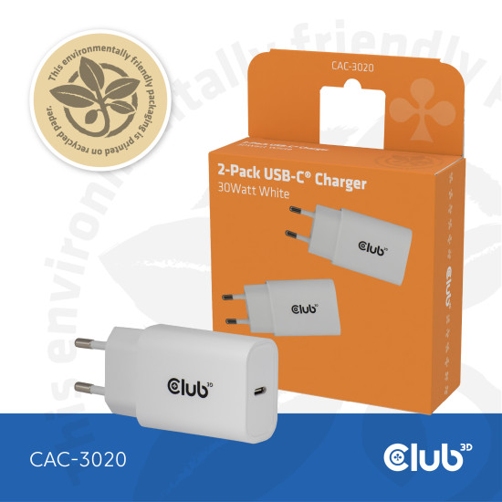2-Pack USB C Charger 30 Watt Whit 2-Pack USB C Charger 30 Watt Whit