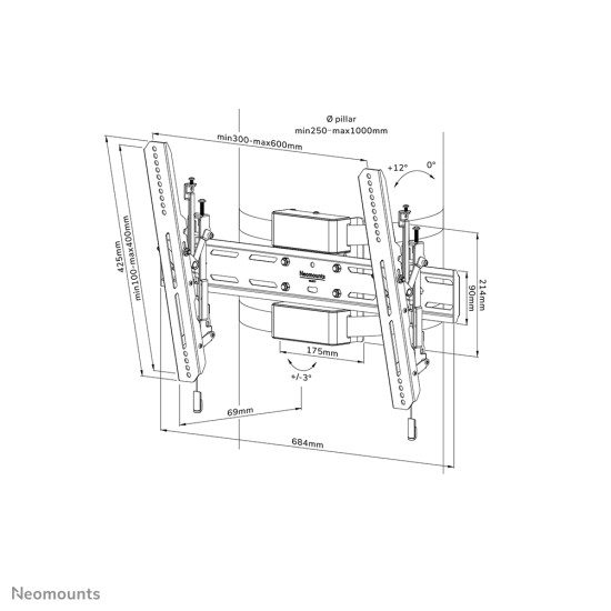 NEOMOUNTS BY NEWSTAR TILTABLE PILLAR MOUNT NEOMOUNTS BY NEWSTAR TILTABLE PILLAR MOUNT