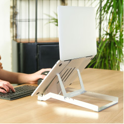 Laptop holder R-Go Riser Basic, foldable and adjustable laptop riser, aluminum, silver
