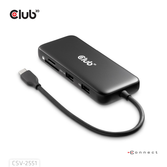 8-1 Portable Dock USB Type-C® 10Gbps to HDMI™ and DisplayPort™ 8K30Hz PD Max.100Watt