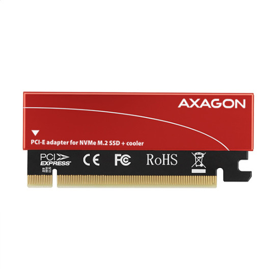 PCEM2-S PCIe x16 - M.2 NVMe M-key slot adapter, w. passive alu heatsink