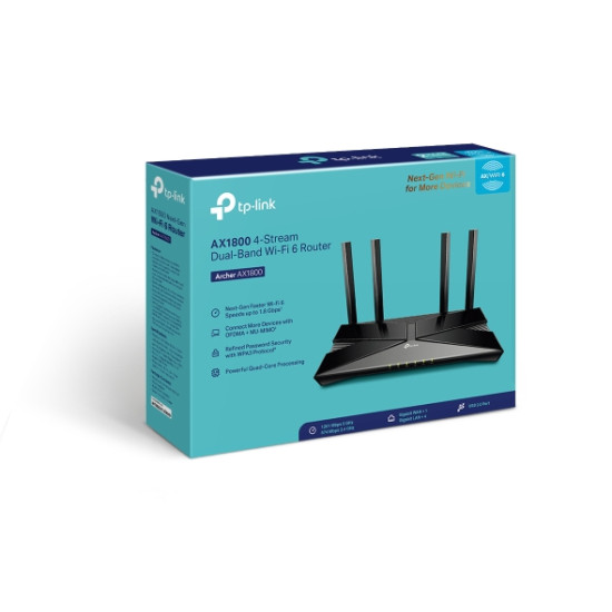 Wireless Router|TP-LINK|Wireless Router|1800 Mbps|Mesh|Wi-Fi 6|4x10/100/1000M|LAN \ WAN ports 1|DHCP|Number of antennas 4|ARCHERAX1800 Wireless Router|TP-LINK|Wireless Router|1800 Mbps|Mesh|Wi-Fi 6|4x10/100/1000M|LAN \ WAN ports 1|DHCP|Number of antennas 4|ARCHERAX1800