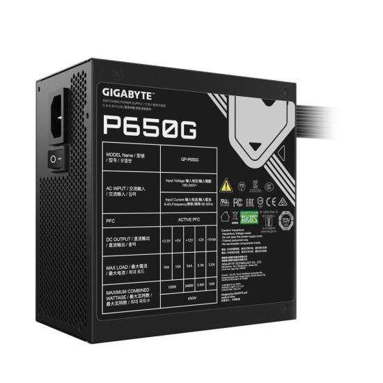 Power Supply|GIGABYTE|GP-P650G|650 Watts|Efficiency 80 PLUS GOLD|PFC Active|MTBF 100000 hours|GP-P650G Power Supply|GIGABYTE|GP-P650G|650 Watts|Efficiency 80 PLUS GOLD|PFC Active|MTBF 100000 hours|GP-P650G