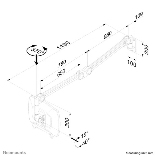 Neomounts FPMA-HAW200 Medical monitor arm wall 10-27" - h 0-149 cm - gas spring Neomounts FPMA-HAW200 Medical monitor arm wall 10-27" - h 0-149 cm - gas spring