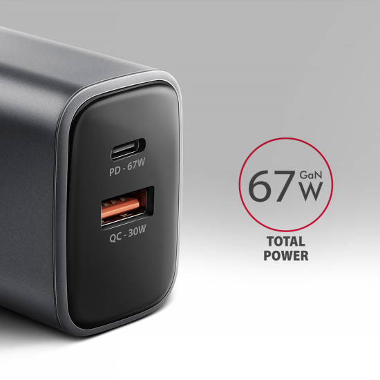 ACU-PQ67 PD3.0 & QC4+ 2xOUTPUTS wall charger 67W