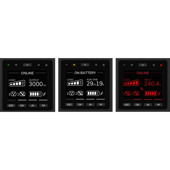 APC Smart-UPS On-Line, 5kVA/5kW, Rack/Tower, 230V, 2x IEC C13+1x IEC C19+Hard wire 3-wire (H+N+E) outlets, Network Card, W/O rail kit APC Smart-UPS On-Line, 5kVA/5kW, Rack/Tower, 230V, 2x IEC C13+1x IEC C19+Hard wire 3-wire (H+N+E) outlets, Network Card, W/O rail kit