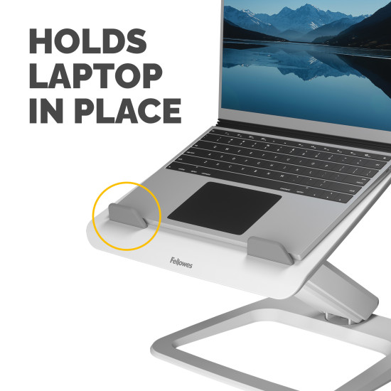 Fellowes Laptop Stand for Desk - Hana LT Laptop Stand for the Home and Office - Adjustable Laptop Stand with 3 Height Adjustments - Max Monitor Size 19", Max Weight 4.5KG - White Fellowes Laptop Stand for Desk - Hana LT Laptop Stand for the Home and Office - Adjustable Laptop Stand with 3 Height Adjustments - Max Monitor Size 19", Max Weight 4.5KG - White