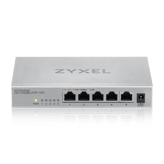 Zyxel MG-105 Unmanaged 2.5G Ethernet (100/1000/2500) Steel Zyxel MG-105 Unmanaged 2.5G Ethernet (100/1000/2500) Steel