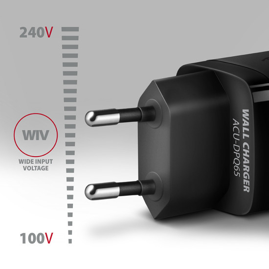 Axagon ACU-DPQ65 mobile device charger Mobile phone, Netbook, Laptop, Smartphone, Smartwatch, Tablet, Universal Black AC Fast charging Indoor Axagon ACU-DPQ65 mobile device charger Mobile phone, Netbook, Laptop, Smartphone, Smartwatch, Tablet, Universal Black AC Fast charging Indoor
