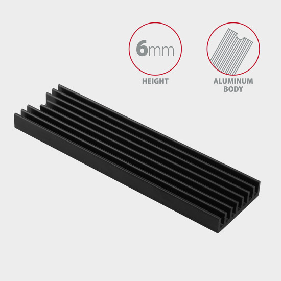 Axagon CLR-M2L6 computer cooling system M.2 NVMe SSD, Solid-state drive Heatsink/Radiator Black 1 pc(s) Axagon CLR-M2L6 computer cooling system M.2 NVMe SSD, Solid-state drive Heatsink/Radiator Black 1 pc(s)